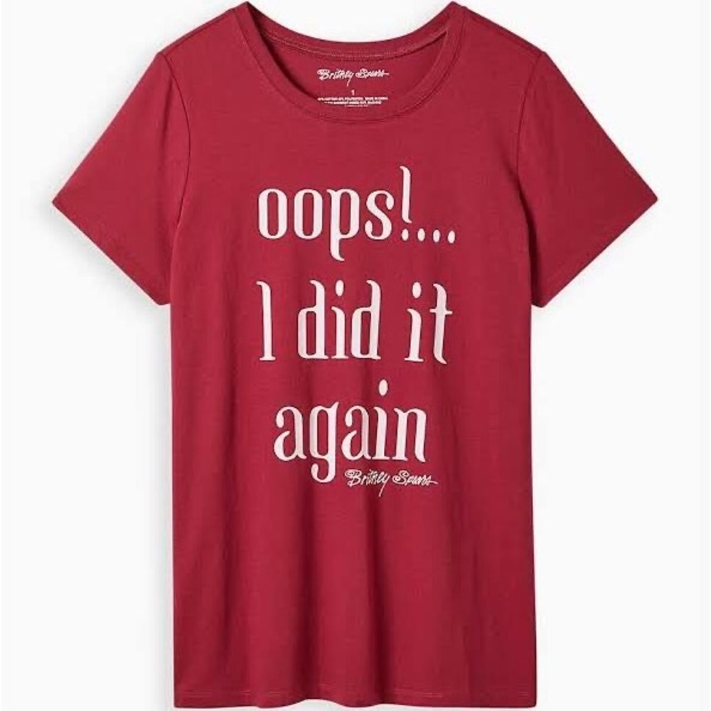 NEW Torrid Britney Spears T-Shirt Plus Size 1X Oops I Did It Again Y2K NWT